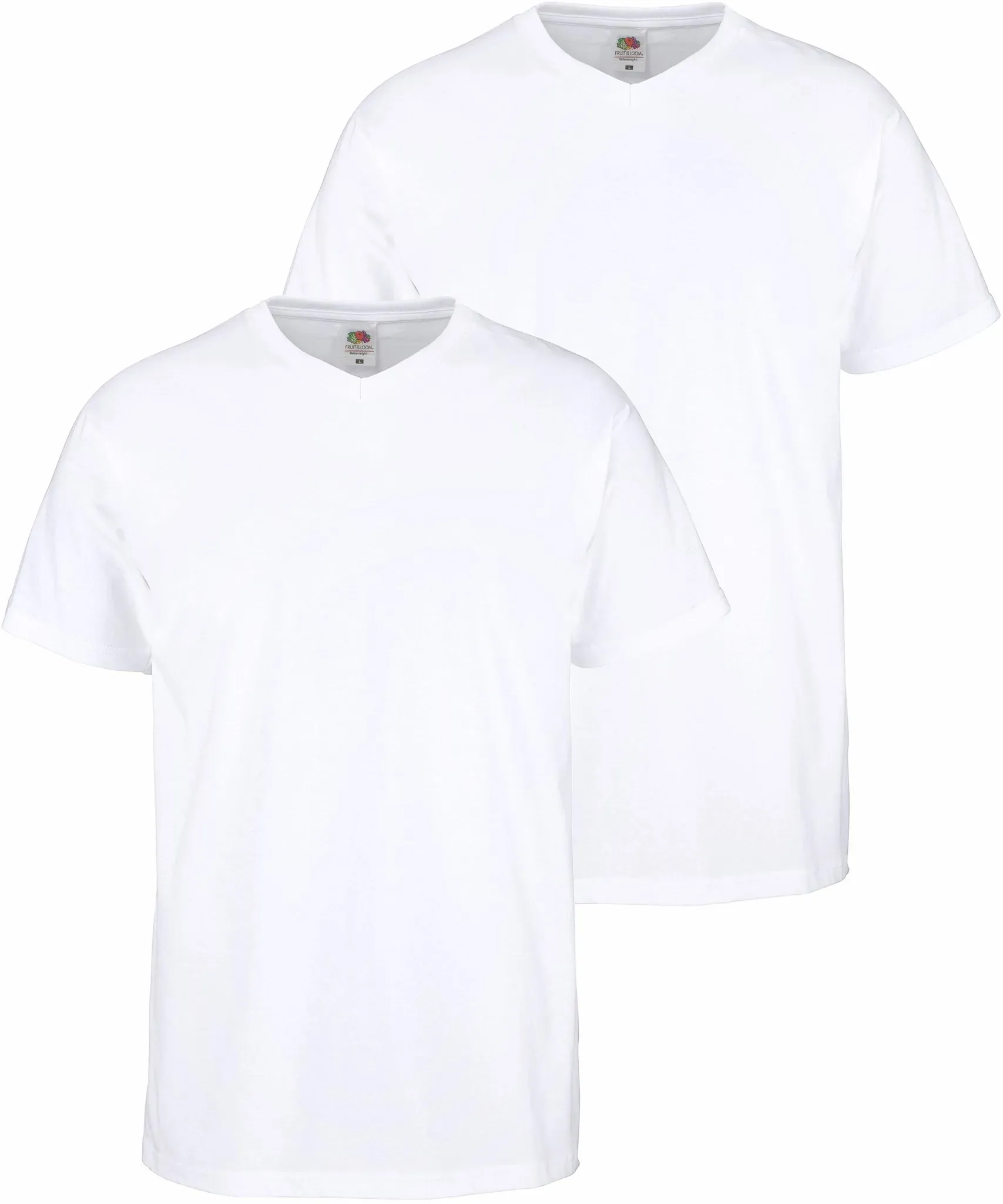 T-Shirt FRUIT OF THE LOOM, Herren, Gr. XXL (60/62), weiß, Single Jersey, Obermaterial: 100% Baumwolle, unifarben, schmal, V-Ausschnitt, Shirts T-Shirt, mit V-Ausschnitt