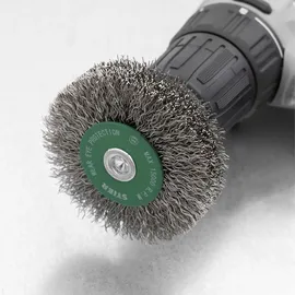 Stier Rundbürste Ø 75 mm, Schaft-Ø 6 mm, 0,3 mm, gewellt, Edelstahl