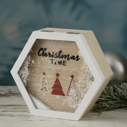 Holzbox CHRISTMAS TIME - Geschenkbox - Schneefenster mit Weihnachtsmotiv - L: 20...