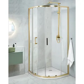 Beliani JUKATAN Duschkabine mit Schiebetür 90 x 185 cm Gold Sicherheitsglas