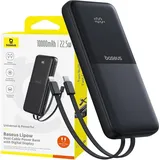Baseus Powerbank 10000mAh 22.5W Mit Display, Usb-c-kabel, Iphone Lightning-anschluss – Schwarz