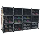 AUFUN Schuhregal Schuhboxen Stapelbar Schuh-Organizer Schuhbox Schuhschrank, Packung schwarz 163 cm x 93 cm x 32 cm