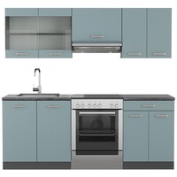 Vicco Küchenzeile R-Line Solid Anthrazit Blau Grau 200 cm