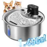 WILKIEE 5,5 L Trinkbrunnen für Hunde Katzen Edelstahl Kabellos (1 Filter)