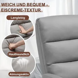 COMHOMA Relaxsessel Fernsehsessel mit Ruhesessel Liegesessel mit Liegefunktion, Federkissen mit Fußstütze Einzelliegesessel PolyurethanGrau - Grau