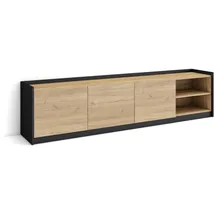SKRAUT HOME Lowboard 207x37x50 cm Schwarz Holzwerkstoff
