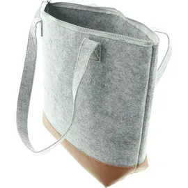 Frank Flechtwaren Shopper, Filzshopper, Einkaufstasche, Tasche Cognac Grey 45 x 13 x 35 cm, GH 68 cm - Grau/Braun