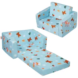 VEVOR Kindersofa Kindercouch Kindersessel Faltbar Blau 104x58x32cm Kindermöbel