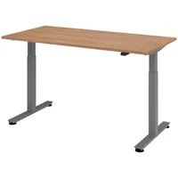 Bümö Schreibtisch Nussbaum 160x80 cm, Gestell: Graphit, - Büroschreibtisch