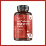 WeightWorld Glucosamin Chondroitin MSM 1560mg - 180 Kapseln mit Vitamin C, Kurkuma & Hyaluronsäure - Für Knochen, Immunsystem, Knorpel, Zähne & Haut (EFSA) - 3 Monate Vorrat - Glucosaminsulfat - WeightWorld