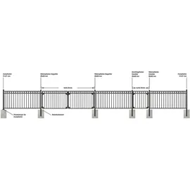 GAH Alberts Zaunpfahl 60 x 150 cm Schwarz/Aluminium