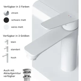 AM.PM Einhebel-Waschtischarmatur Hit Wasserhahn Bad aus Messing, Mischbatterie FTA02233 M-Größe Weiß