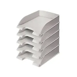 Leitz Standard A4, 5er Pack, Briefablage in Premium-Qualität, Stapelbare Ablagefächer als Schreibtisch-Organizer, Kombinierbar mit Plus-Serie, Grau,