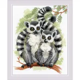 Riolis Kreuzstich Stickpackung Lemuren, Zählmuster, 24x30cm