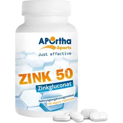 Zink 50 - Zinkgluconat - 190 vegane Tabletten One Size