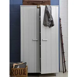 Jugendzimmer Kleiderschrank in Beton Grau Kiefer Massivholz