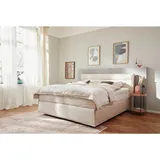 Musterring Boxspringbett Justb!, Beige, Kunststoff, Textil, H2 + H3, 7-Zonen, Höhe ca. 25 cm, 200x200 cm, Dgm, Topper durchgehend, Matratze geteilt, Schlafzimmer, Betten, Doppelbetten