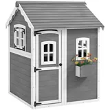 Outsunny - Kinderspielhaus aus Holz Spielhaus Outdoor mit Tür, Fenster und Pflanzkasten, Kinderhaus, Gartenhaus für Kinder 3-8 Jahre