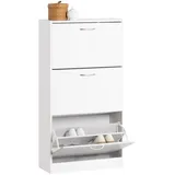 SoBuy Schuhschrank Weiß, Holzwerkstoff, 60x115x24 cm, Garderobe, Schuhaufbewahrung, Schuhkipper