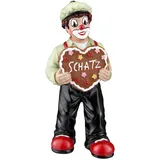 Gilde Clown Herzfigur mit Schriftzu Schatz aus Kunstharz - Dekofigur Herz Liebe Geschenk Sammlerstück - Mehrfarbig, 13 cm hoch, 6 cm breit, 5 cm tief