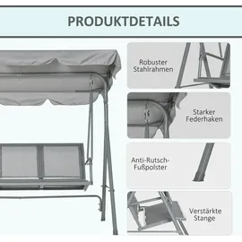 Outsunny Hollywoodschaukel Grau 3-Sitzer