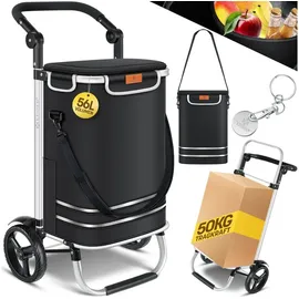 Kesser Einkaufstrolley klappbar schwarz 56L