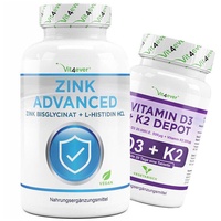 Vit4ever Zink Advanced 400 Tabletten + Vitamin D3 20.000 I.E. 500 μg  K2 200 μg