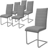 ML-Design Esszimmerstühle 6Er Set Grau Freischwinger Stuhl aus Kunstleder