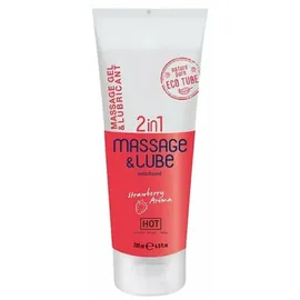 HOT 2in1 Massage & Gleitgel Strawberry 200 ml