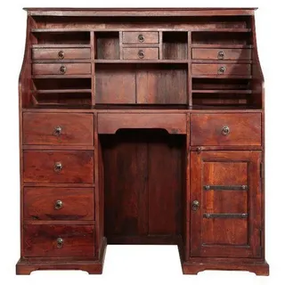 Massivmoebel24 Sekretär Akazie 128x58x138 nougat lackiert Oxford #516