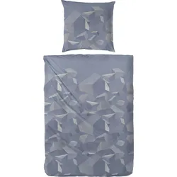 Bettwäsche PRIMERA "Mako-Satin-Bettwäsche Sky Crystal", blau (dunkelblau), B/L: 135cm x 200cm, , Mako-Satin, B/L: 80cm x 80cm, Mako-Satin, Obermaterial: 100% Baumwolle, Bettwäsche, mit abstrakten Formen