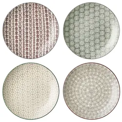 Bloomingville Karine Teller, Steingut 4er, Ø 25 cm, 4 verschiedene Farben