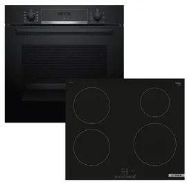 Bosch Backofen EcoClean + Induktionskochfeld Booster autark 60 cm - Schwarz