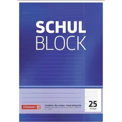 BRUNNEN 1052525 Block „Schulblock“ A4 liniert, mit Rand, Lin. 25