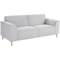 2,5-Sitzer ANDAS "Janek", grau (hellgrau), B:193cm H:81cm T:90cm, Struktur fein ( 100% Polyester), Struktur weich (92% Polyester, 8% Nylon), Struktur fein ( 100% Polyester), Sofas, mit Federkern und Keder in scandinavischem Design
