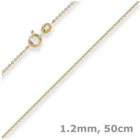 Schmuck Krone Goldkette 1,2mm Ankerkette flach aus 585 Gelbgold 50cm, Gold 585 goldfarben