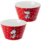 UNITED LABELS The Peanuts Müslischale - Snoopy Schüssel Schale Rot mit Punkten aus Porzellan 500 ml