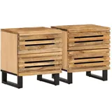 vidaXL Nachtschrank Kylee 40 x 34 x 46 cm Raues Mangoholz