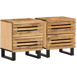 vidaXL Nachtschrank Kylee 40 x 34 x 46 cm Raues Mangoholz