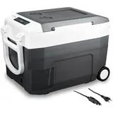 Klamer Kühlbox XXL, elektrische Kühlbox 40L mit Kompressor, 2 Anschlüsse: 230V & 12V für Zigarettenanzünder, Kühlung bis -18°C, Auto Kühlbox mit Räde...