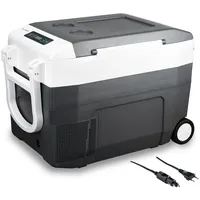 Klamer Kühlbox XXL, elektrische Kühlbox 40L mit Kompressor, 2 Anschlüsse: 230V & 12V für Zigarettenanzünder, Kühlung bis -18°C, Auto Kühlbox mit Räde...