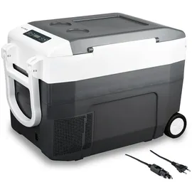 Klamer Kühlbox XXL, elektrische Kühlbox 40L mit Kompressor, 2 Anschlüsse: 230V & 12V für Zigarettenanzünder, Kühlung bis -18°C, Auto Kühlbox mit Räde...