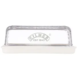 Kilner Käsedose mit Deckel und Keramikboden, Außenmaß 23,4 x 15,3 x 8,5 cm, für Käse bis ca. 400 g, Glasglocke mit Silikondichtung für geruchsdichte Aufbewahrung, spülmaschinengeeignet