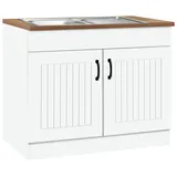 kochstation Spülenschrank »KS-Athen«, Breite 100 cm, mit Edelstahl-Einbauspüle, weiß