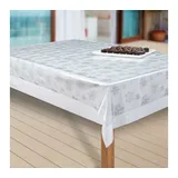 laro Tischdecke Wachstuch-Tischdecken Abwaschbar Folie Transparent. Blumen rechteckig weiß 120 cm x 130 cm