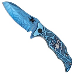 Haller Messer Taschenmesser Einhandmesser blue Spider Liner Lock Clip blau