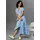 Aniston CASUAL Wickelkleid mit graphischen Blätterdruck Blau/Weiß 44