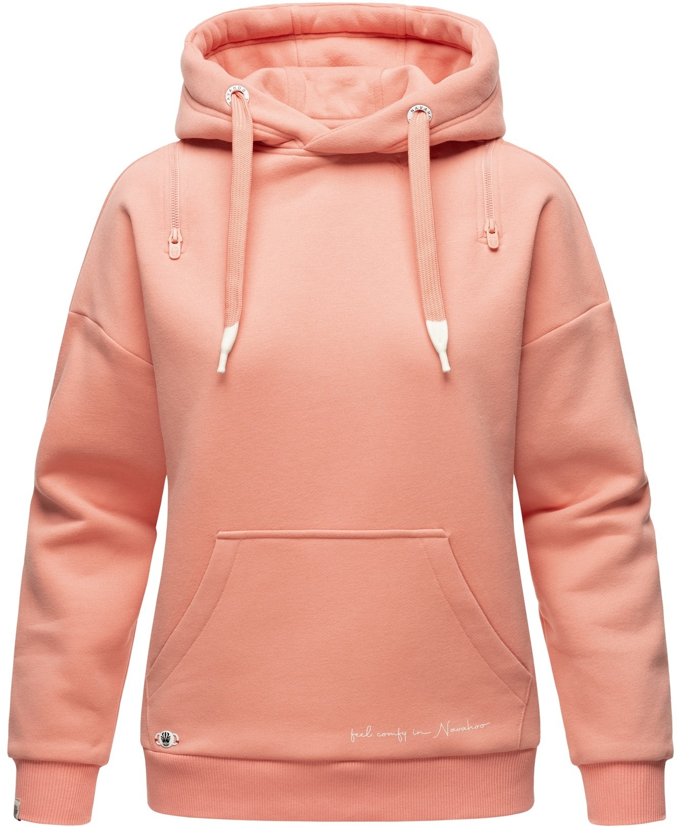 NAVAHOO Damen Kuscheliger Kapuzensweatshirt Hoodie mit breiten Tunnelzugkordeln Zuckerbärchen