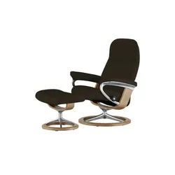 Stressless Relaxsessel mit Hocker Leder Consul L , braun , Maße (cm): B: 91 H: 102 T: 79