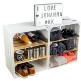 Kistenkolli Altes Land - 2er set Obskistenregal 'Johanna' weiß mit zwei Mittelbrettern geflammt quer